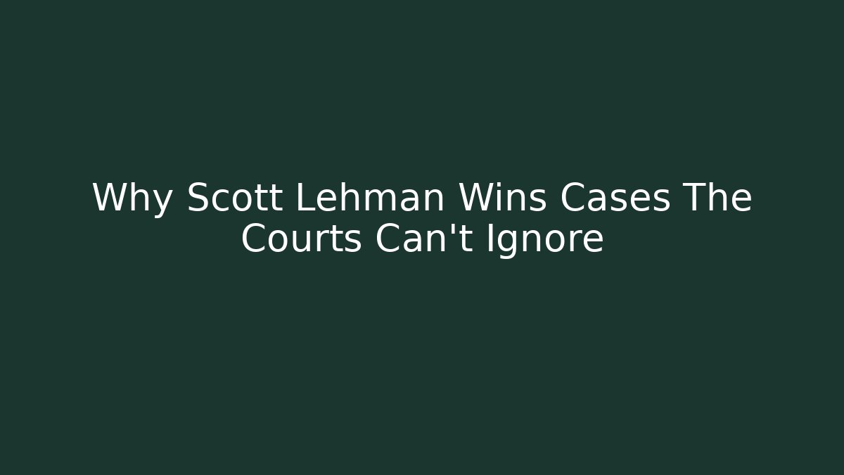 Why Scott Lehman Wins Cases The Courts Can't Ignore