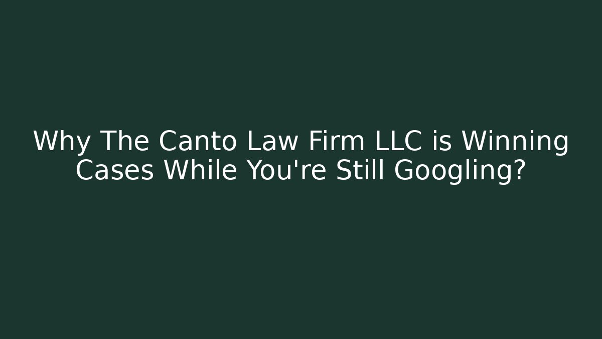 Why The Canto Law Firm LLC is Winning Cases While You're Still Googling? - V Auction