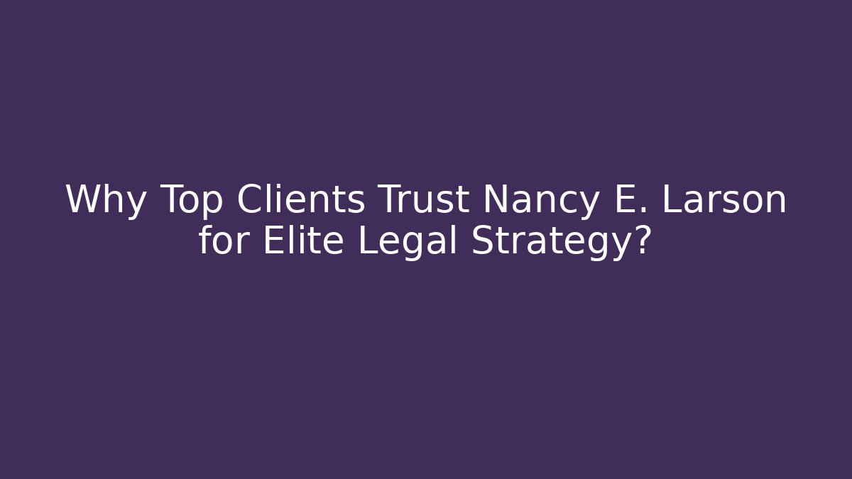 Why Top Clients Trust Nancy E. Larson for Elite Legal Strategy? - V Auction