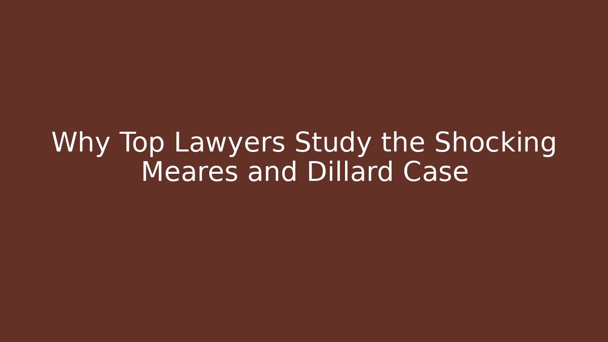 Why Top Lawyers Study the Shocking Meares and Dillard Case