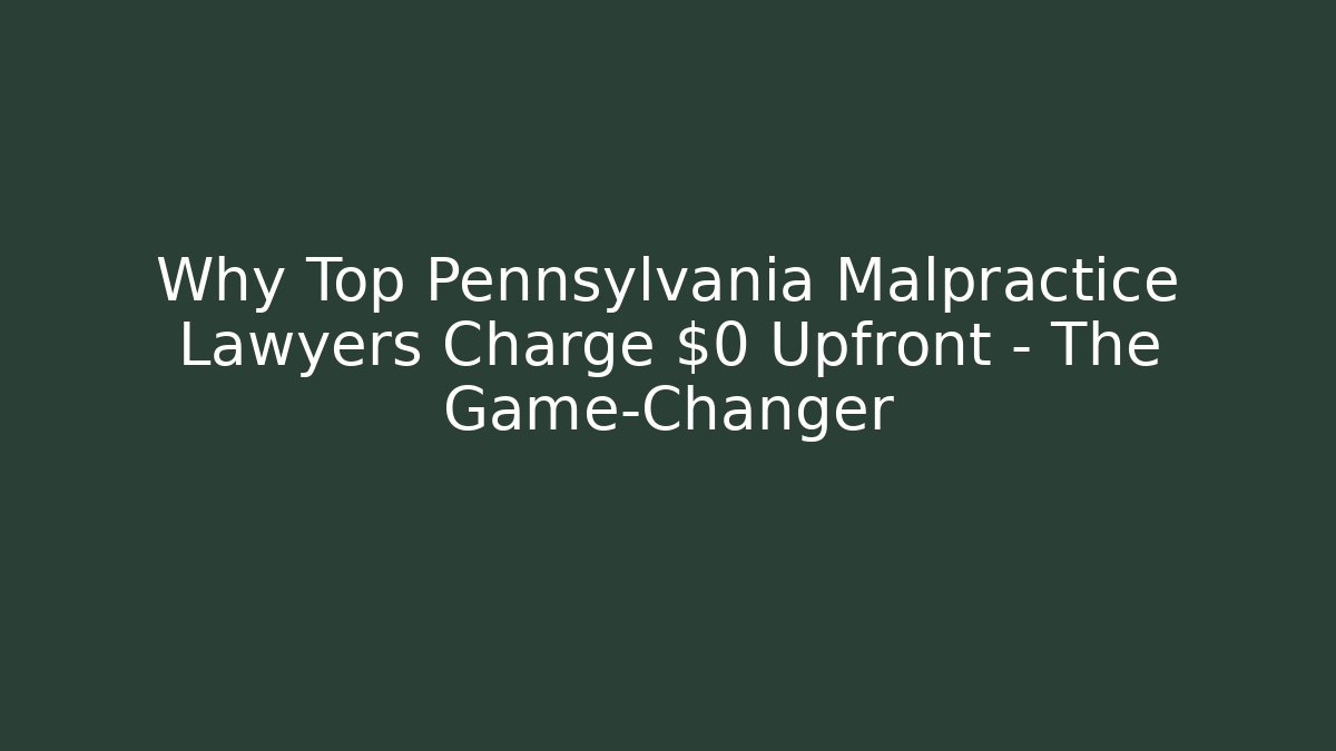 Why Top Pennsylvania Malpractice Lawyers Charge $0 Upfront – The Game-Changer