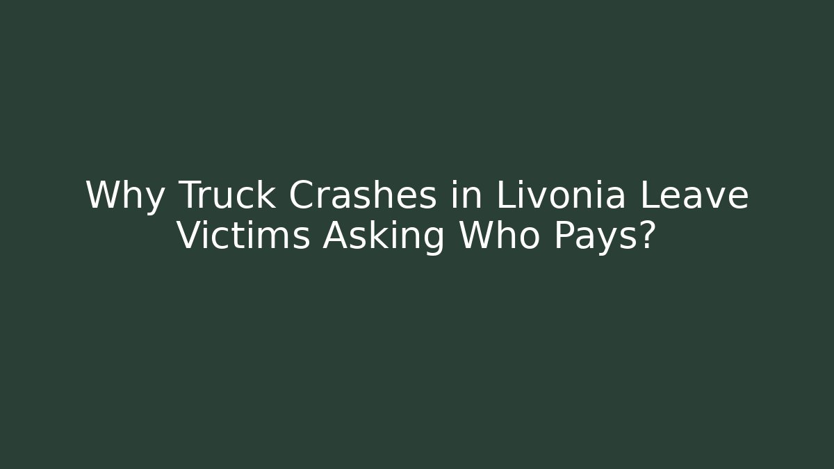 Why Truck Crashes in Livonia Leave Victims Asking Who Pays? - V Auction