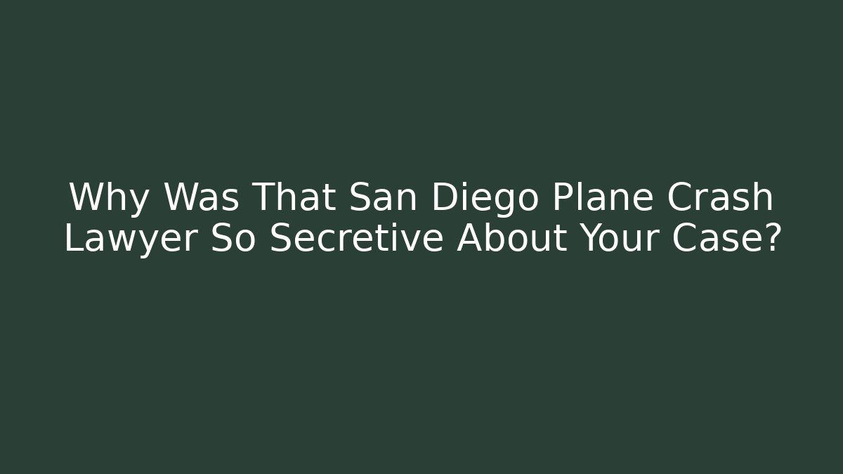 Why Was That San Diego Plane Crash Lawyer So Secretive About Your Case?