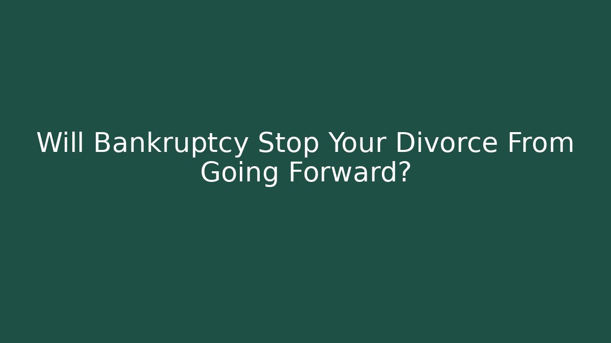 Will Bankruptcy Stop Your Divorce From Going Forward?