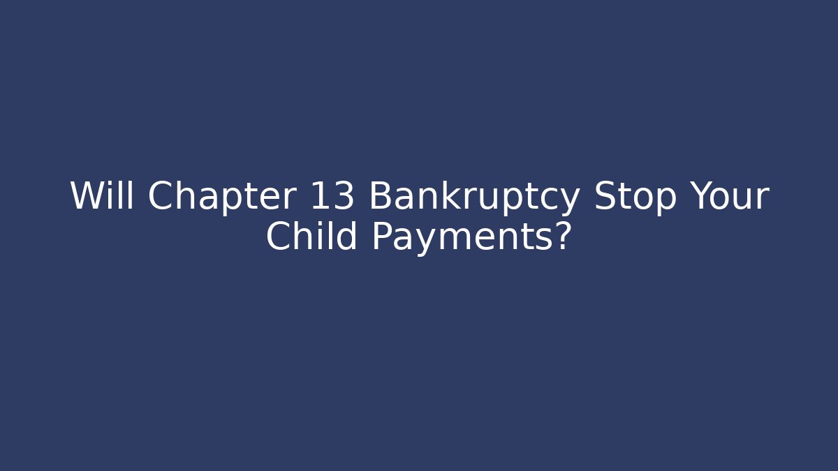 Will Chapter 13 Bankruptcy Stop Your Child Payments? - V Auction