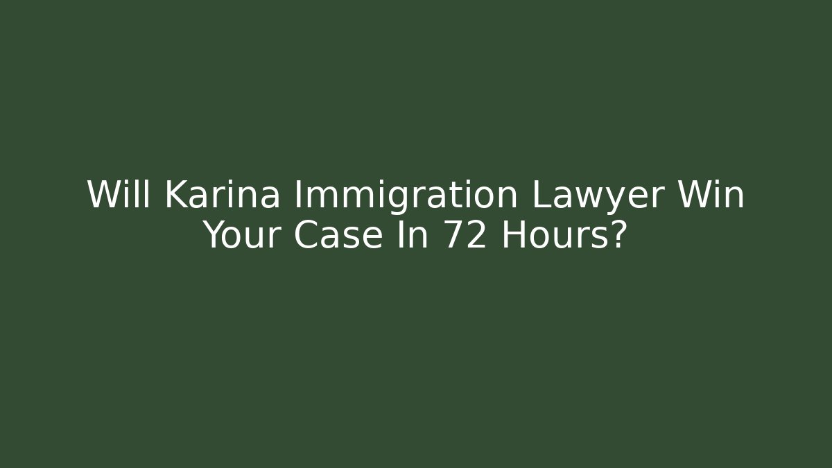 Will Karina Immigration Lawyer Win Your Case In 72 Hours?
