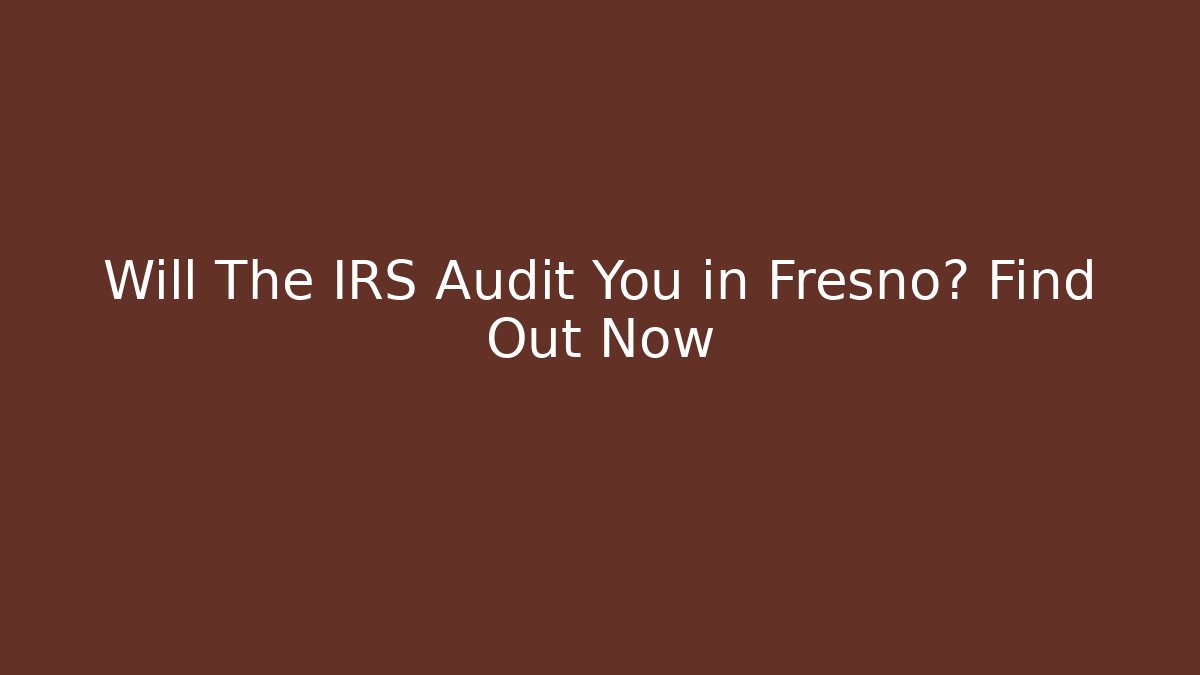 Will The IRS Audit You in Fresno? Find Out Now