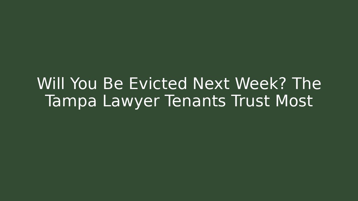 Will You Be Evicted Next Week? The Tampa Lawyer Tenants Trust Most