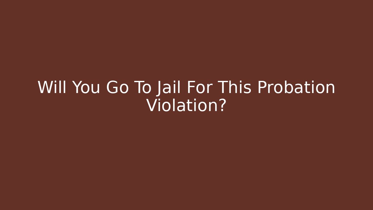 Will You Go To Jail For This Probation Violation? - V Auction