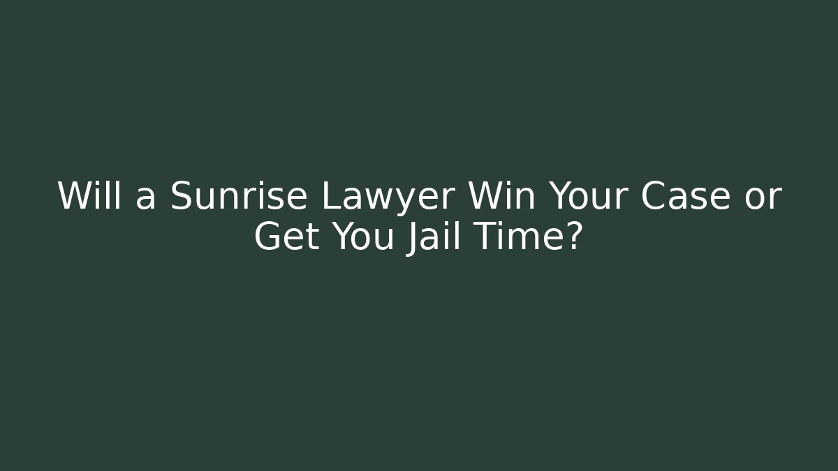 Will a Sunrise Lawyer Win Your Case or Get You Jail Time?
