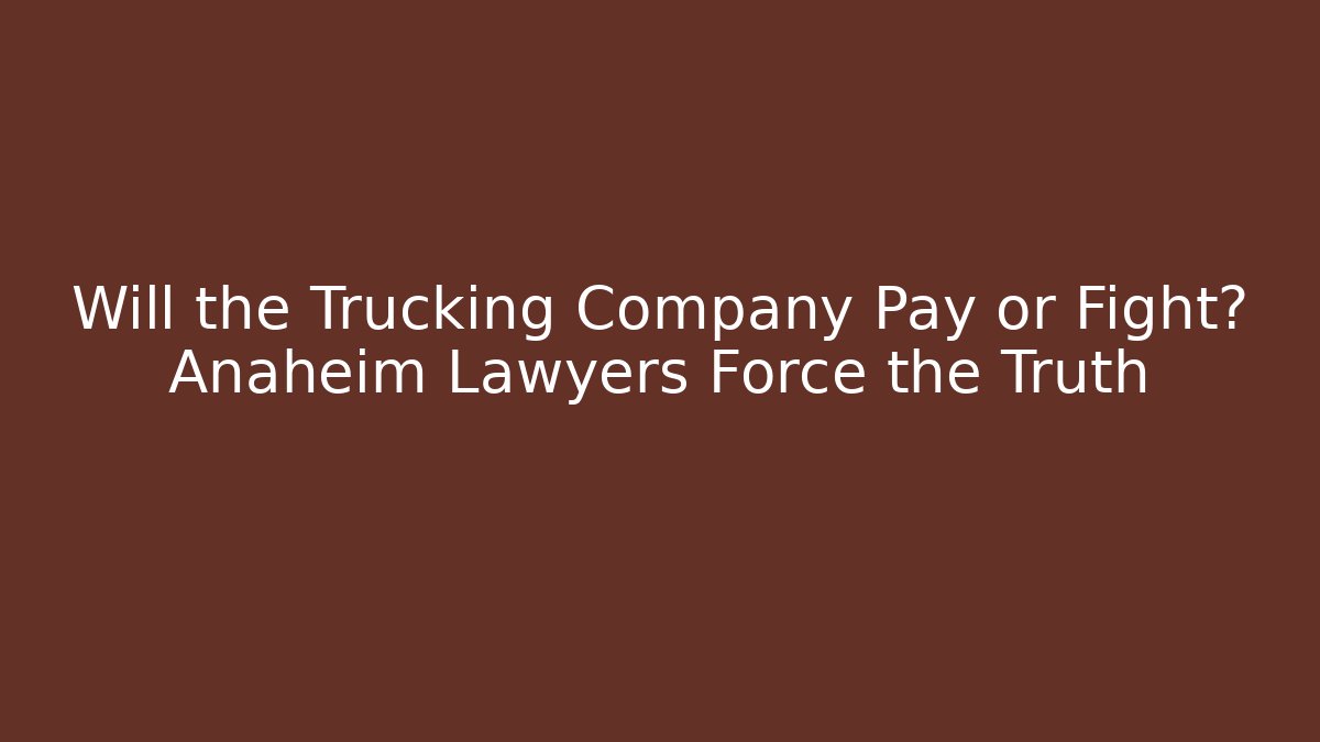 Will the Trucking Company Pay or Fight? Anaheim Lawyers Force the Truth