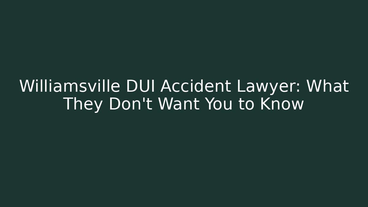 Williamsville DUI Accident Lawyer: What They Don’t Want You to Know
