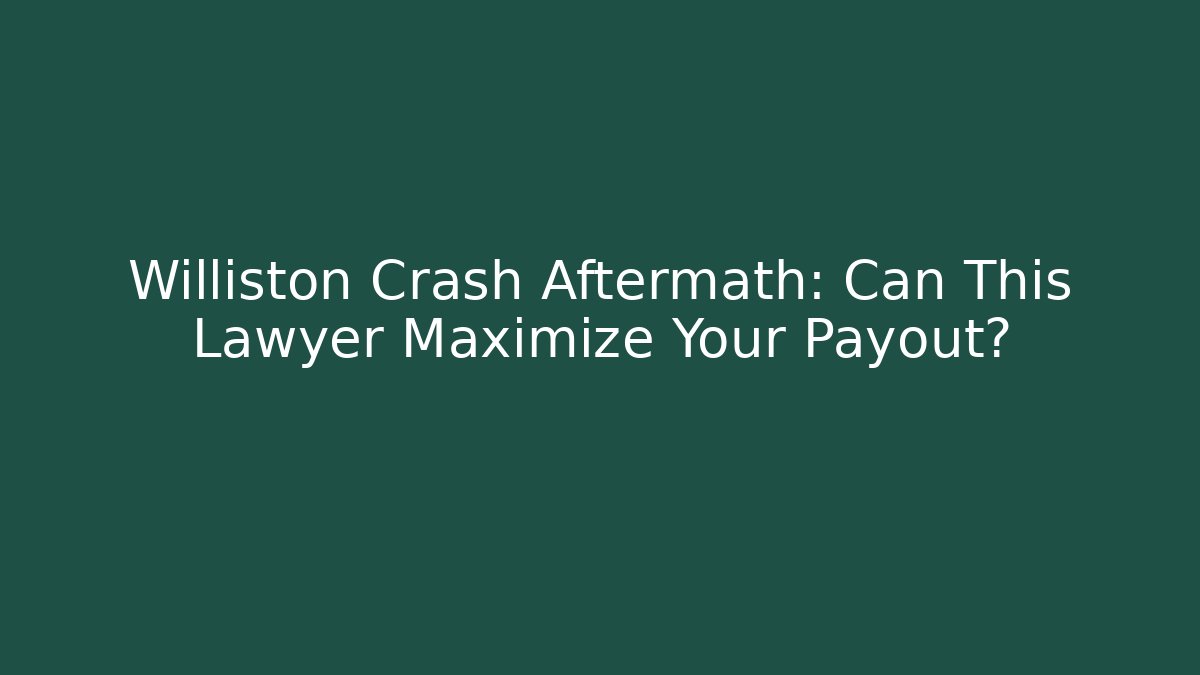 Williston Crash Aftermath: Can This Lawyer Maximize Your Payout? - V Auction
