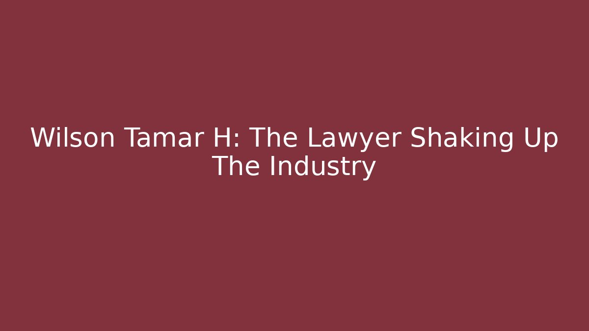 Wilson Tamar H: The Lawyer Shaking Up The Industry