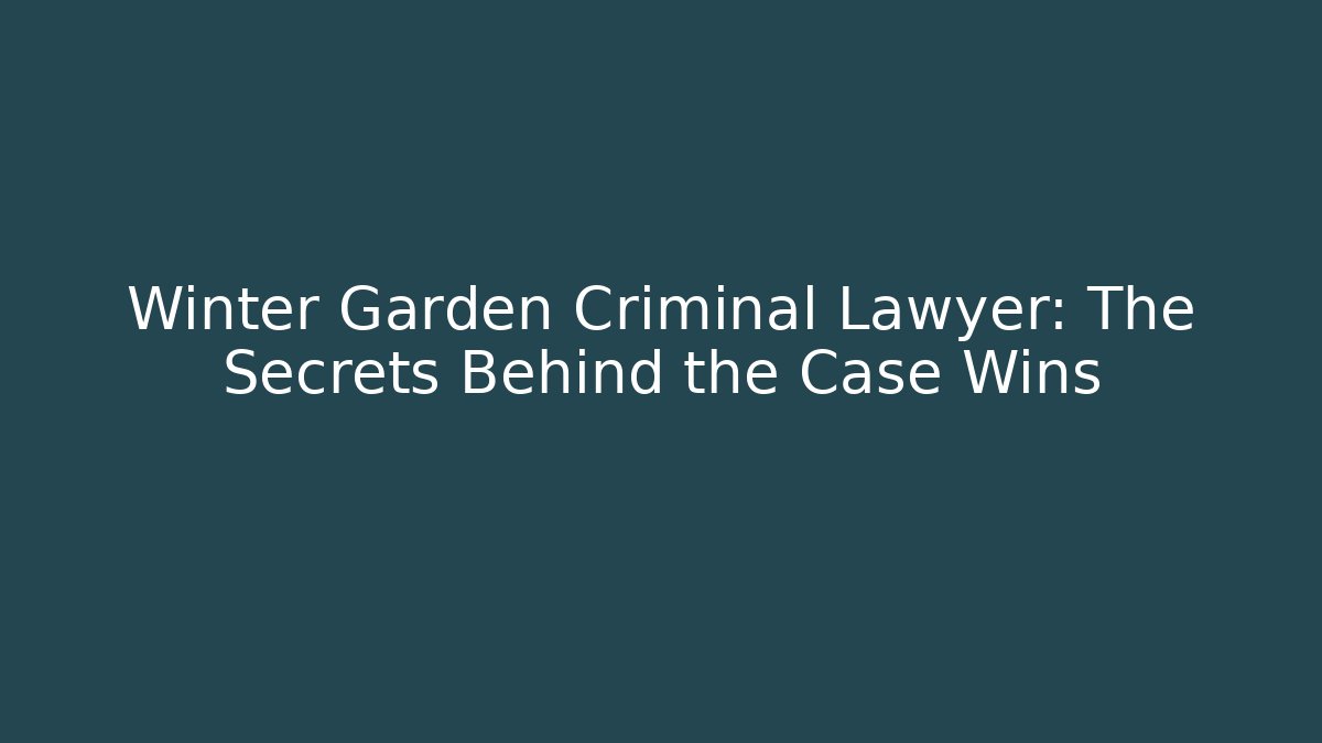 Winter Garden Criminal Lawyer: The Secrets Behind the Case Wins - V Auction