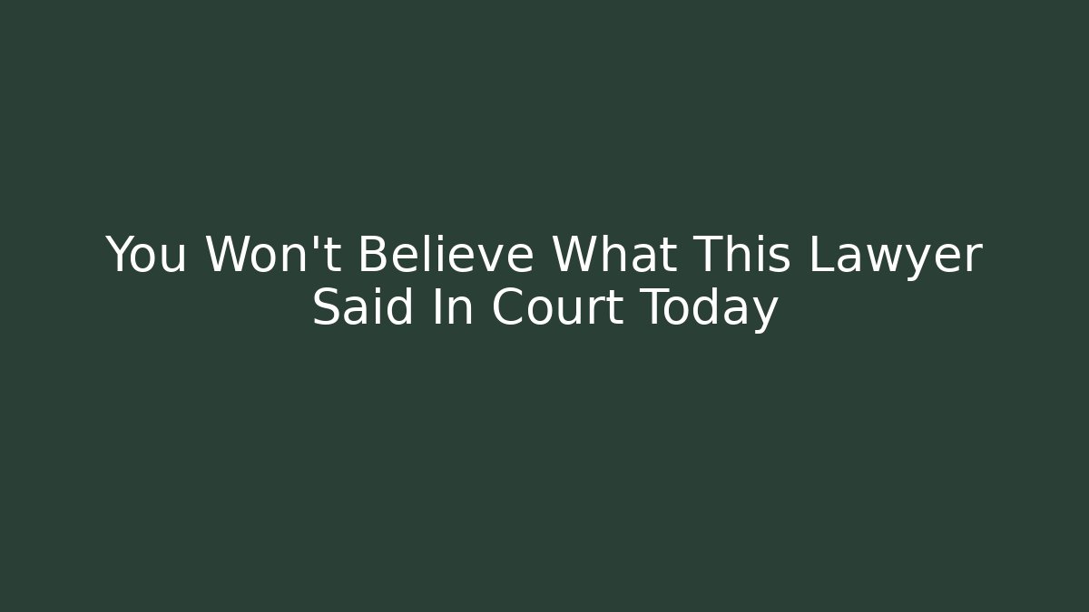 You Won't Believe What This Lawyer Said In Court Today
