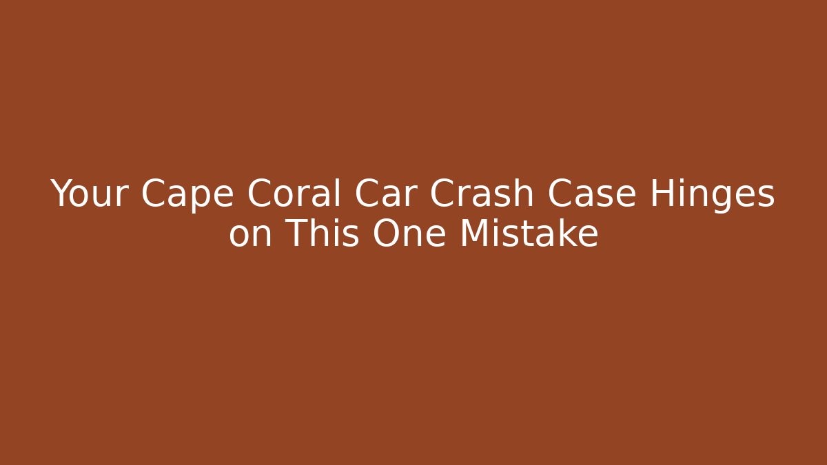 Your Cape Coral Car Crash Case Hinges on This One Mistake - V Auction
