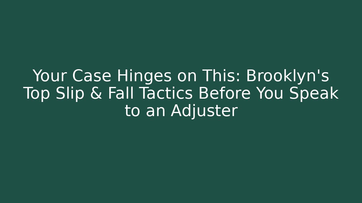 Your Case Hinges on This: Brooklyn’s Top Slip & Fall Tactics Before You Speak to an Adjuster