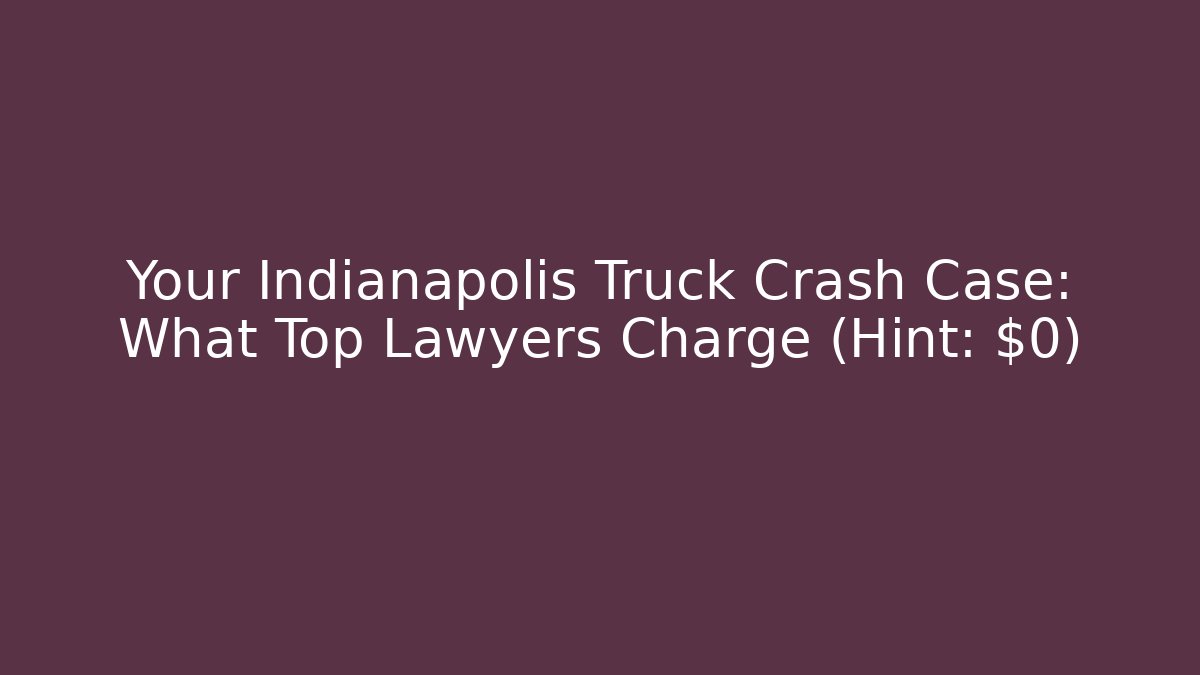 Your Indianapolis Truck Crash Case: What Top Lawyers Charge (Hint: $0)