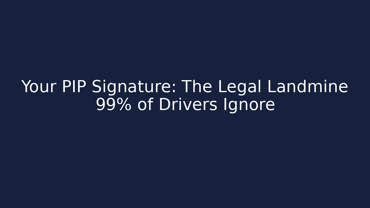 Your PIP Signature: The Legal Landmine 99% of Drivers Ignore