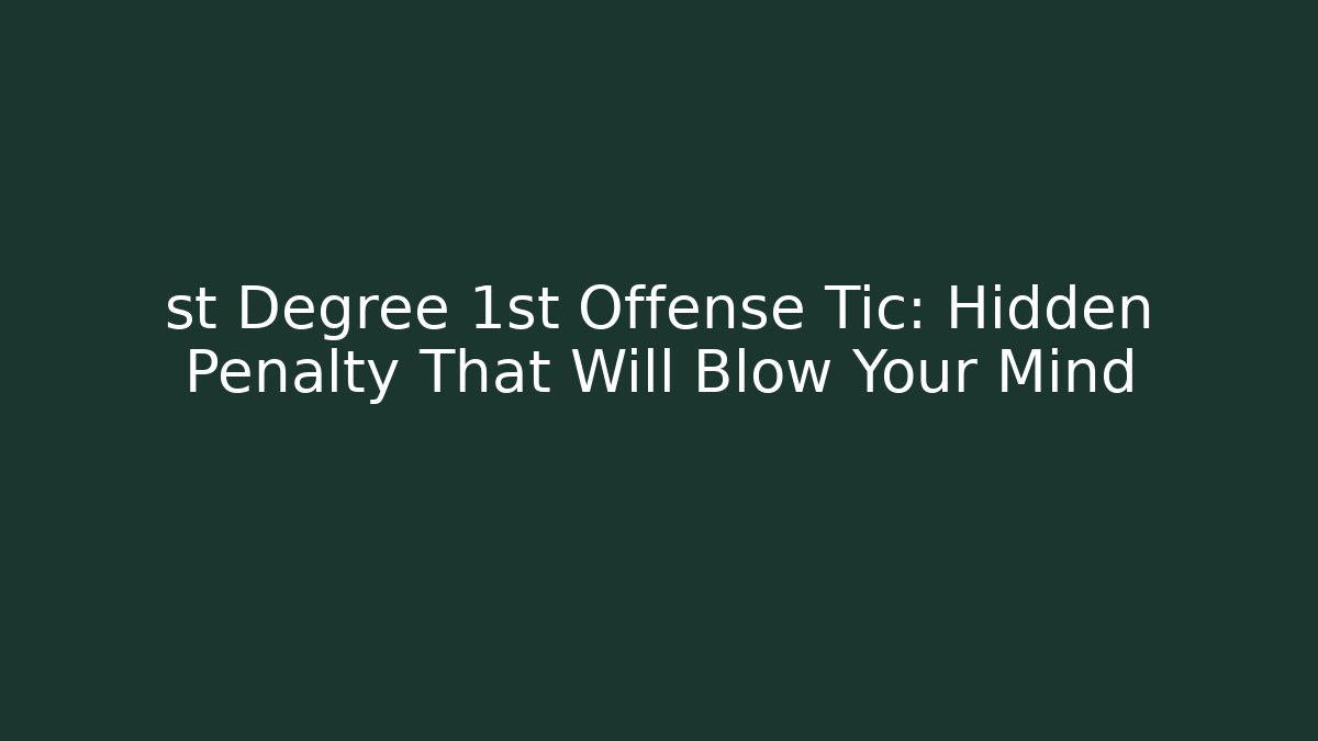 st Degree 1st Offense Tic: Hidden Penalty That Will Blow Your Mind