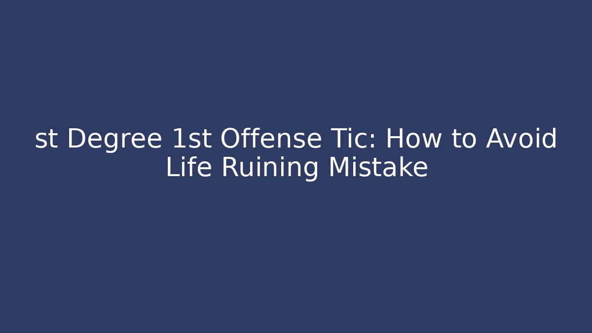 st Degree 1st Offense Tic: How to Avoid Life Ruining Mistake