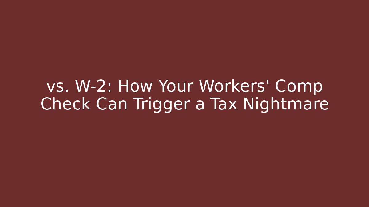 vs. W-2: How Your Workers' Comp Check Can Trigger a Tax Nightmare - V Auction